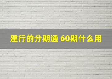 建行的分期通 60期什么用